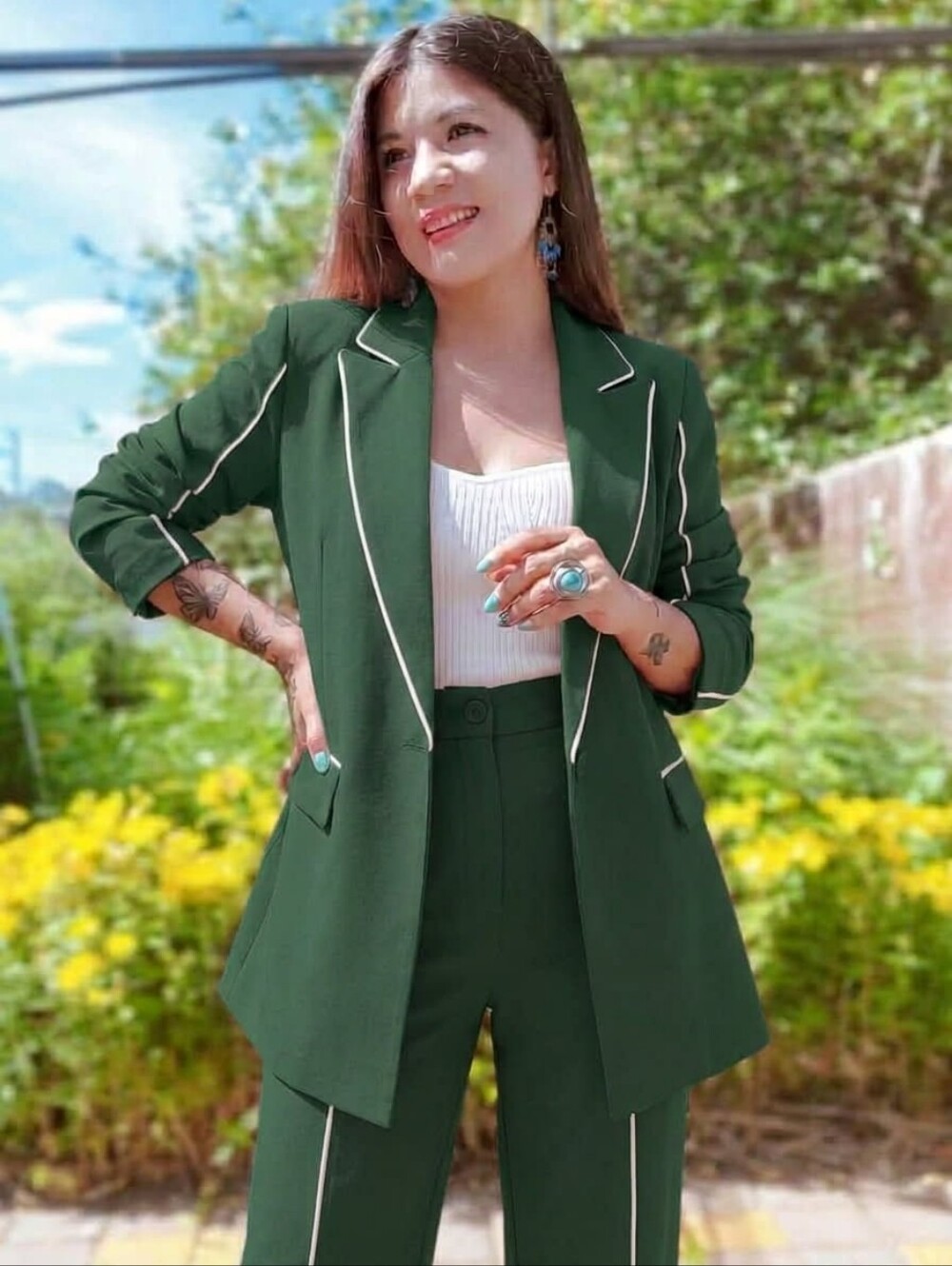 2pcs Stylish Oversized Blazer Jacket With Matching Pants Outfit Set
